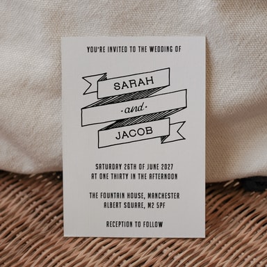 A Vintage Affair Black Wedding Invitation on White Card