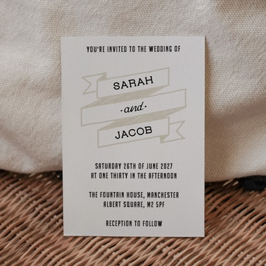 A Vintage Affair Ivory Wedding Invitation on White Card
