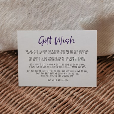 Brush Strokes Regency Purple Gift Wish Card on White Card