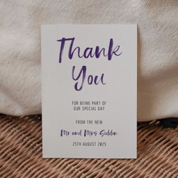 Brush Strokes Regency Purple Thank You Card on White Card