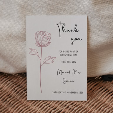 Floral Elegance Rose Gold Thank You Card on White Card