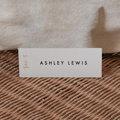 Luscious Calligraphy Gold Place Card on White Card