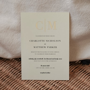 Luxurious Elegance Cream Wedding Invitation on Cream Card