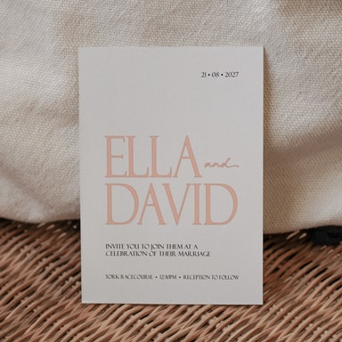 Minimalist Luxury Dusty Pink Wedding Invitation on White Card