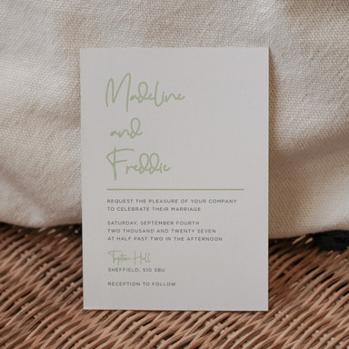 Modern Elegance Seafoam Green Wedding Invitation on White Card