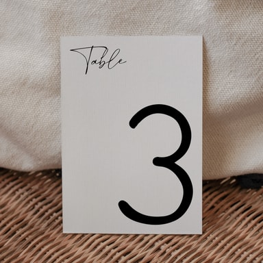 Modern Opulence Black Table Number Card on White Card