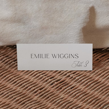 Simply Elegant Black Place Card on White Card