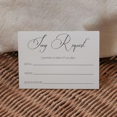 Simply Elegant Black Song Request Card on White Card