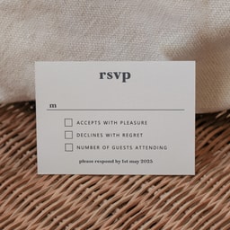 Solid Bold Pewter Rsvp Card with Response on White Card