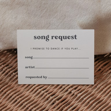 Solid Bold Pewter Song Request Card on White Card