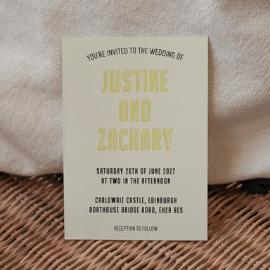 Totally Vintage Lemon Wedding Invitation on Cream Card