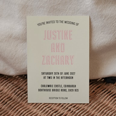 Totally Vintage Pastel Pink Wedding Invitation on Cream Card