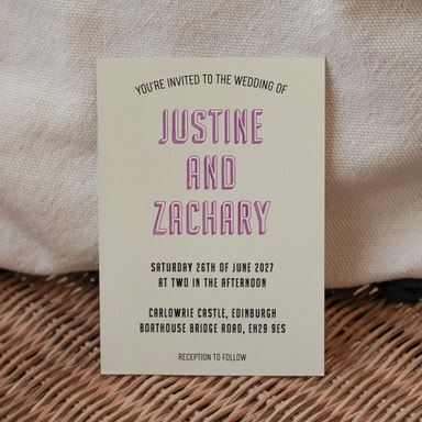 Totally Vintage Violet Wedding Invitation on Cream Card